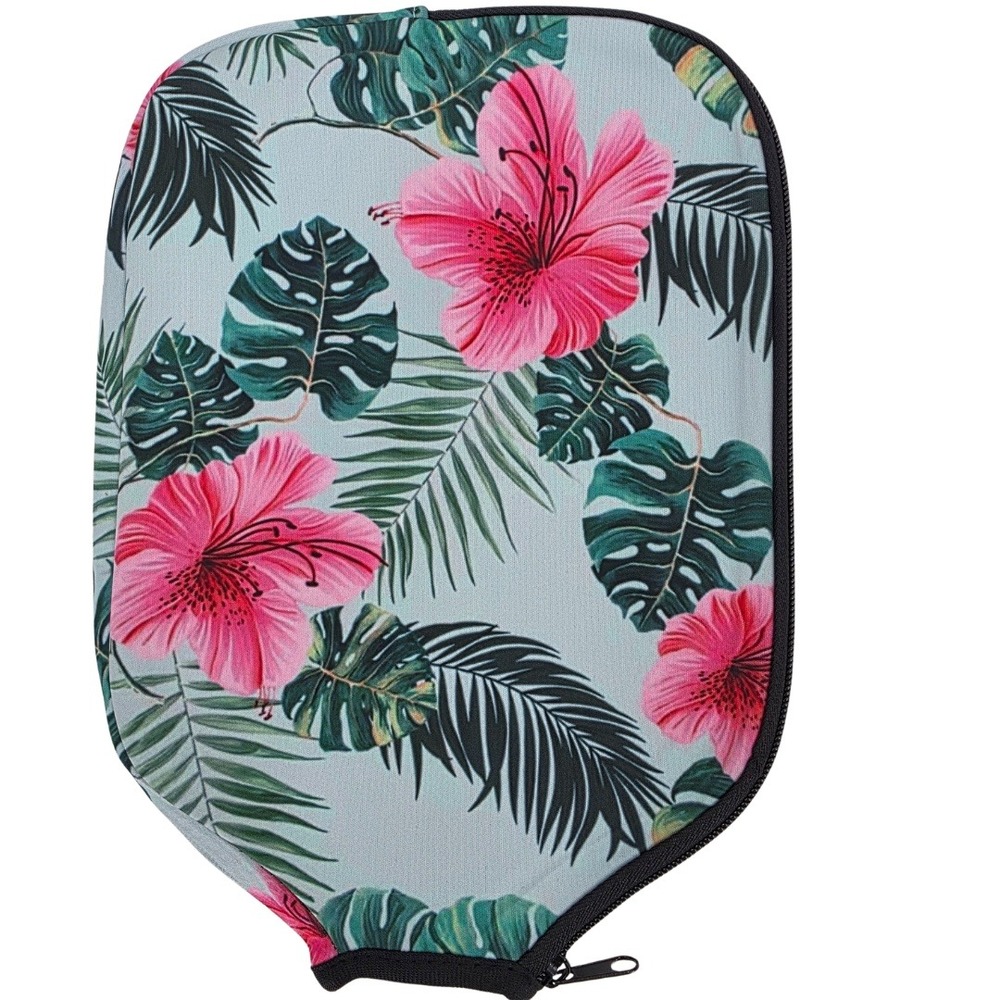 Neoprene Pickleball Paddle Cover Floral Tropical Hibiscus Flower Protective Case